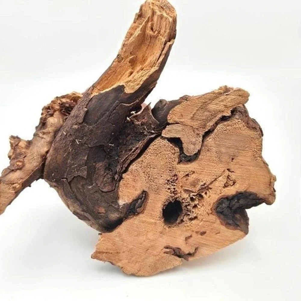 Hand Carved Wooden Bird on Driftwood Base • Rustic Folk Art Woodland‎ Decor